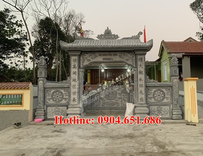 Mẫu cổng đá nhà thờ họ, nhà thờ đường, nhà thờ tộc đẹp bán tại Thái Nguyên, Bắc Kạn thiết kế chuẩn phong thủy
