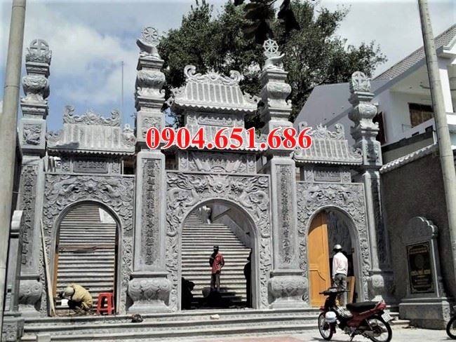 Xây mẫu cổng tam quan bằng đá khối đẹp