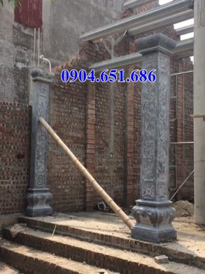 Cột đá hiên nhà thờ họ – Báo giá cột hiên đá nhà thờ họ, nhà gỗ