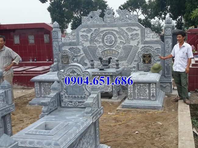 Mẫu mộ tổ đôi bằng đá xanh Thanh Hóa tại Long An, Tiền Giang