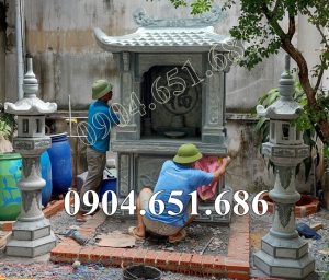 Mẫu miếu thờ đá xanh rêu đẹp bán tại Hà Nội và các tỉnh - Cây hương thờ thần linh ngoài trời tại Hà Nội