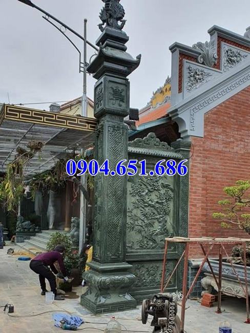 Mẫu cột đồng trụ nhà thờ họ bằng đá xanh rêu cao cấp bán tại Hà Nội