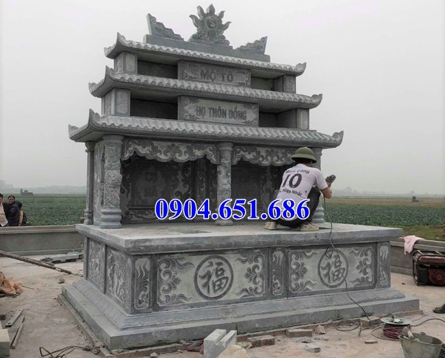 Mộ tổ hai ba ngôi bằng đá xanh Ninh Bình đẹp bán tại Quảng Nam
