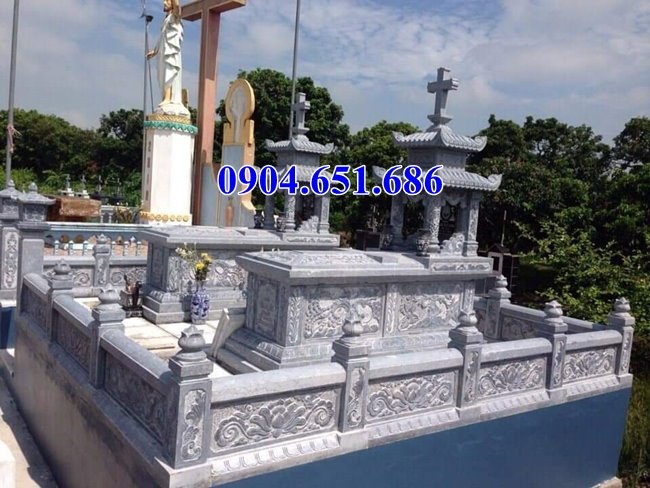 Mẫu mộ đá đôi công giáo bán tại Quảng Ngãi