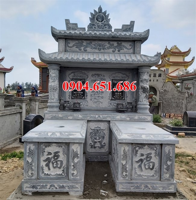 Mẫu mộ đá đôi hai mái thiết kế đẹp bán tại Quảng Ngãi