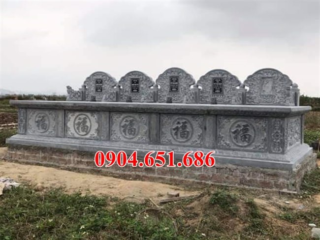 Mẫu mộ đôi hai ba ngôi đá xanh Ninh Bình đẹp bán tại Quảng Ngãi