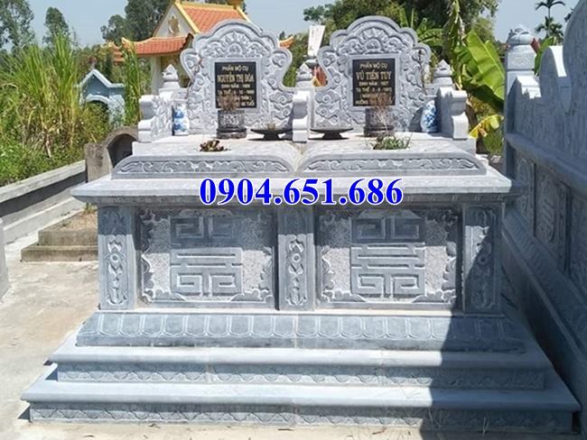 Mẫu mộ đôi tam sơn không mái đá xanh Thanh Hóa làm tại Thừa Thiên Huế
