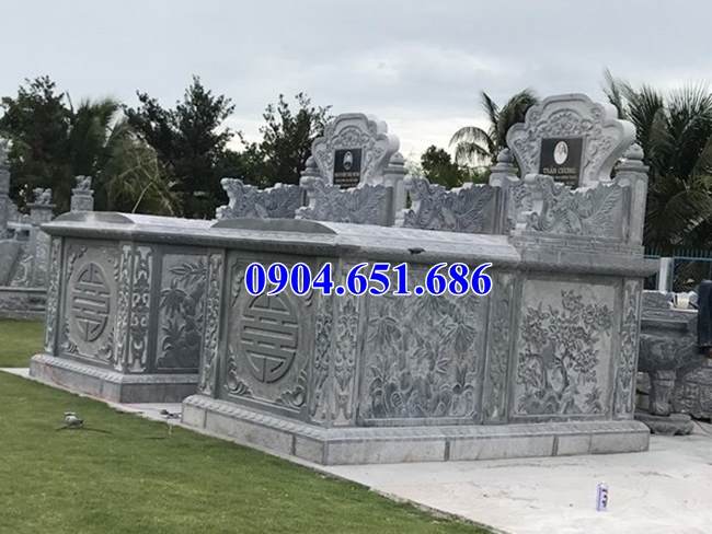 Mẫu mộ đôi tam sơn không mái đá xanh Thanh Hóa đẹp tại Nam Định
