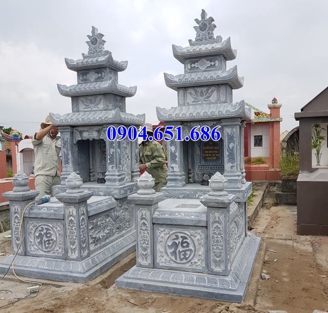 Địa chỉ bán, thiết kế, xây mẫu mộ đôi gia đình bằng đá khối tự nhiên tại Bình Định đẹp giá rẻ