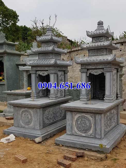 Địa chỉ bán, xây mẫu mộ đá đôi ba mái đẹp ở Hưng Yên