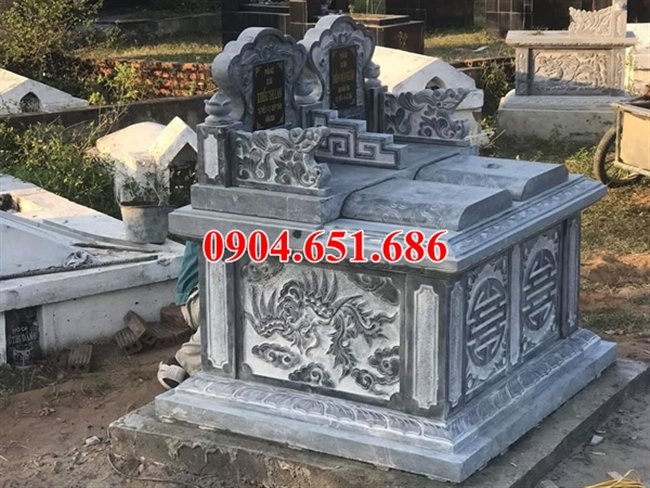 Địa chỉ bán, xây mẫu mộ đôi đá khối tự nhiên đẹp tại Quảng Nam giá rẻ