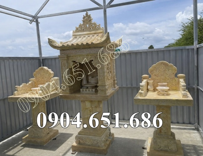 Mẫu am miếu thờ đá vàng đẹp bán tại Long An - Am thờ nhỏ thờ thần linh ngoài tại Long An