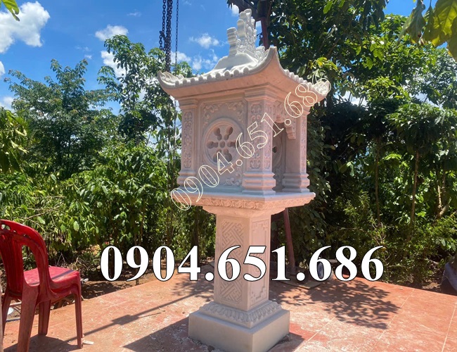 Mẫu am thờ đá trắng đẹp bán tại Tiền Giang, Bến Tre - Miếu tủ thờ thần linh ngoài trời tại Tiền Giang, Bến Tre