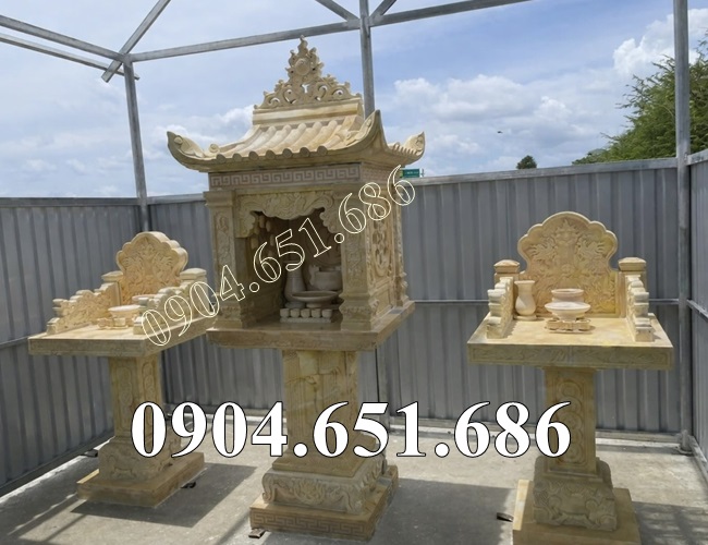 Mẫu am thờ thần linh đá vàng đẹp bán tại Hà Nội - Cây hương bàn thiên ngoài trời tại Hà Nội