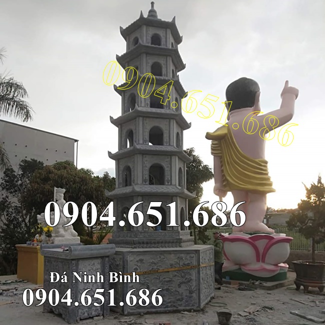 Mẫu bảo tháp phật giáo để tro cốt, hài cốt sư trong chùa đẹp bán tại Tiền Giang - Tháp đá tại Tiền Giang