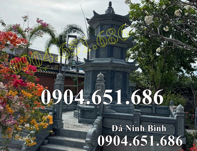 Mẫu mộ tháp đá xanh rêu đẹp bán tại Tiền Giang - Mộ bảo tháp để tro cốt tại Tiền Giang