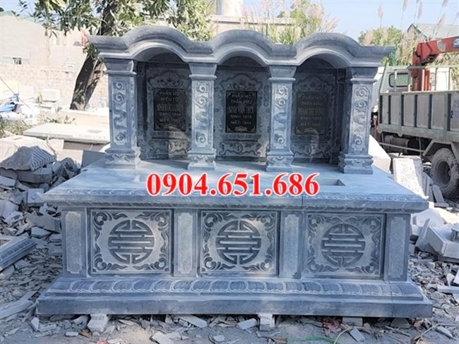 Mẫu mộ tổ đôi đá xanh đẹp bán ở Ninh Thuận