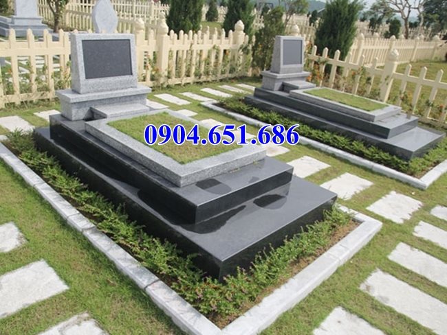 Mẫu mộ đôi đá hoa cương granite nguyên khối đẹp