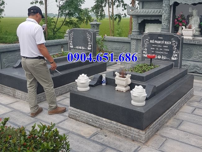 Mẫu mộ đôi đá hoa cương granite đẹp bán tại Thái Bình