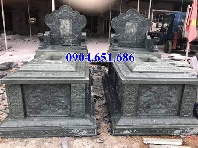 Mẫu mộ đôi đá xanh rêu đẹp bán tại Bình Thuận