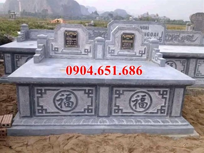 Địa chỉ bán, thiết kế, xây mẫu mộ đôi gia đình bằng đá khối tự nhiên ở Quảng Ninh đẹp giá rẻ
