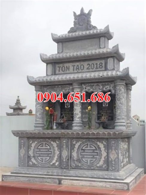 Địa chỉ bán, xây mẫu mộ đá đôi đẹp ba mái ở Ninh Thuận
