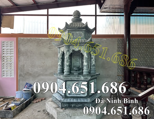 Mẫu tháp mộ đá xanh rêu đẹp bán tại An Giang - Tháp lục giác để tro cốt tại An Giang
