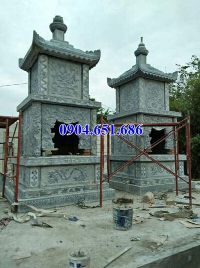 Xây mẫu mộ tháp đá khối tự nhiên tại Khánh Hòa