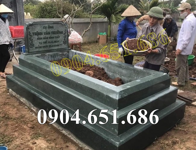 Mẫu mộ đá xanh rêu đơn giản đẹp bán tại Bình Dương - Chụp mộ đá tại Bình Dương