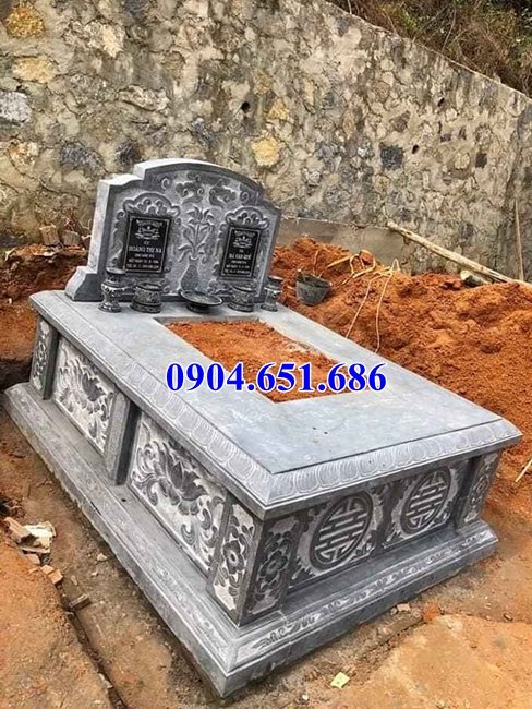 Mẫu mộ đá xanh Thanh Hóa bán tại Tây Ninh 05 – Mộ đá khối tự nhiên