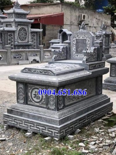 Mẫu mộ đá xanh Thanh Hóa bán tại Hậu Giang 05 – Mộ đá khối tự nhiên