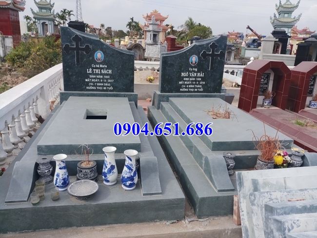 Mẫu mộ đá đôi đạo thiên chúa giáo bán tại Bình Thuận