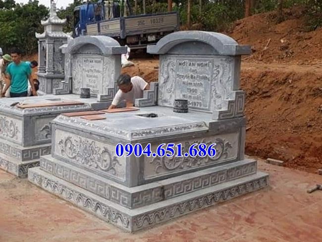 Mẫu mộ đá đôi đẹp bán tại Hậu Giang 08 – Nhà mồ song thân