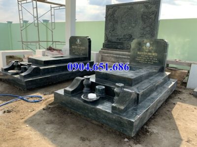 Mẫu mộ đá đôi đẹp bán tại Tiền Giang 08 – Nhà mồ song thân