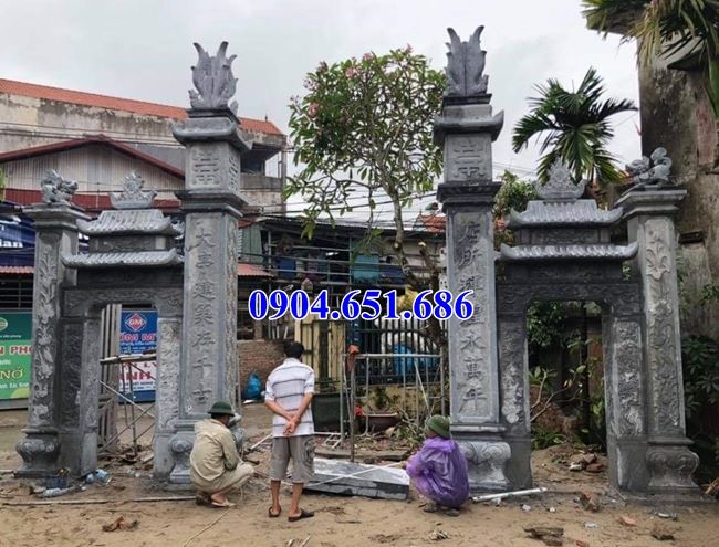 Mẫu cổng nhà thờ họ đá khối tự nhiên đẹp tại Quảng Trị