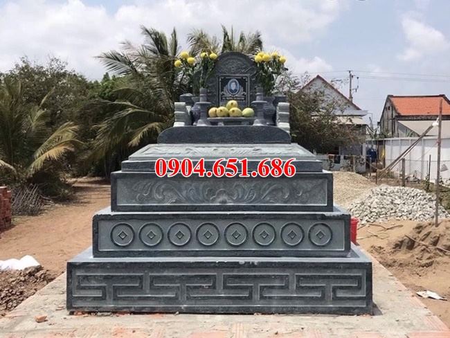 Xây mộ tam cấp đá xanh rêu Thanh Hóa đơn giản đẹp tại Sơn La