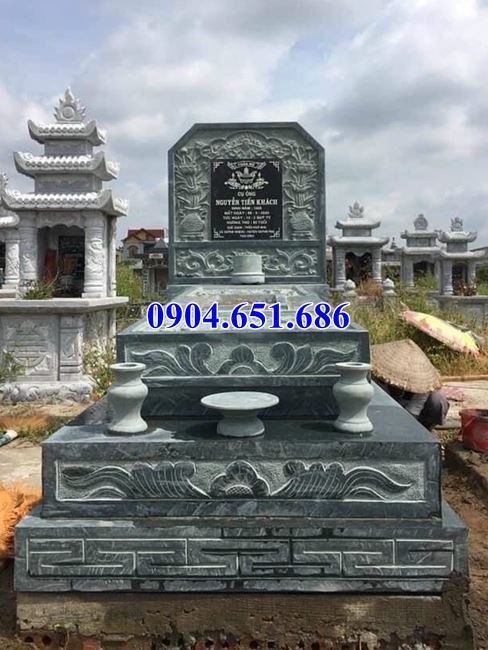 Mộ đá xanh rêu tam cấp thiết kế đơn giản Mộ đá xanh rêu tam cấp thiết kế đơn giản