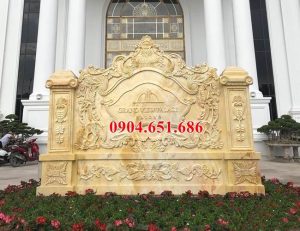 Mẫu cuốn thư biệt thự đá vàng đẹp 01 – Bán bình phong đá đẹp tại Hà Nội