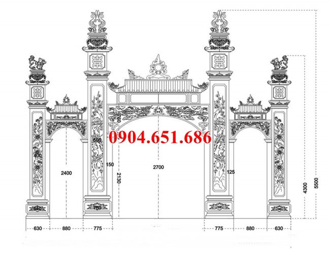 Bản vẽ thiết kế xây cổng tam quan nhà thờ họ đẹp