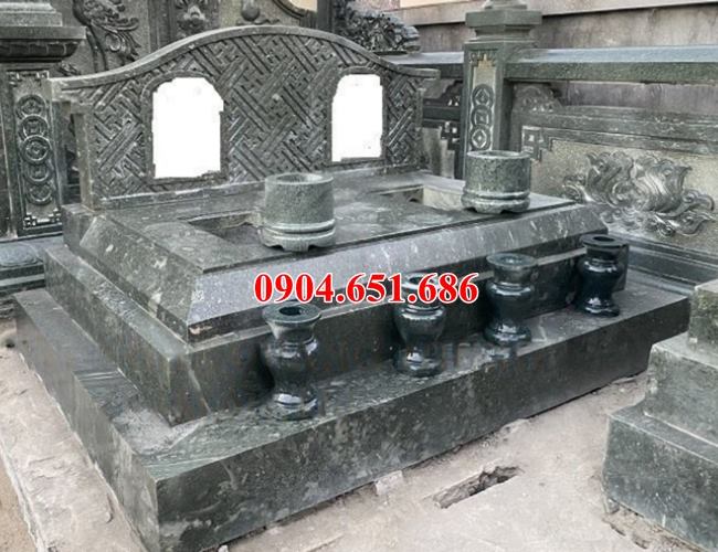 Mẫu mộ đôi thiết kế đơn giản đá xanh rêu đẹp bán tại Đắk Lắk