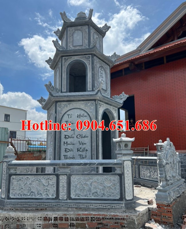 Mẫu mộ bảo tháp lục giác đá khối đẹp bán tại Lâm Đồng, Gia Lai, Kon Tum, Đắk Nông, Đắk Lắk