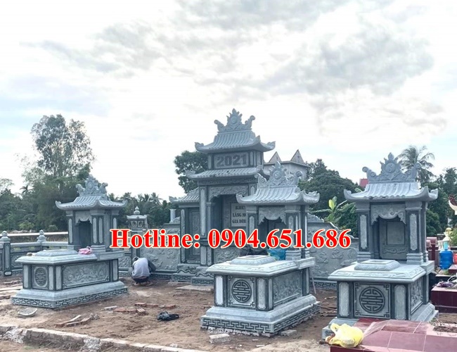 Mẫu mộ đôi, lăng mộ đôi đá xanh rêu đẹp bán ở Nam Định