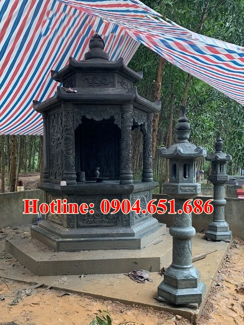 Mẫu tháp mộ lục giác để thờ tro cốt, hài cốt đá xanh rêu đẹp bán tại Đắk Lắk