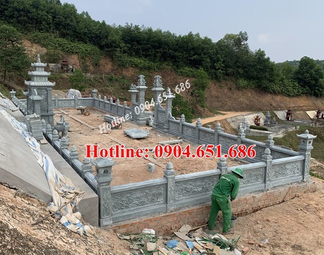 Mẫu lan can đá, hàng rào đá đẹp khu lăng mộ, nghĩa trang gia đình bán, lắp đặt tại Hà Nội