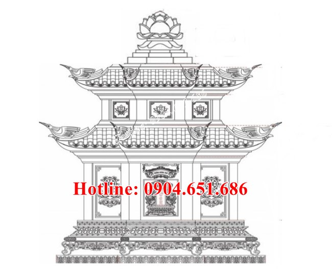 Thiết kế mẫu tháp thờ cốt đẹp, kích thước chuẩn phong thủy tâm linh