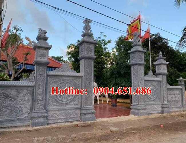 Cổng nhà thờ họ đá tự nhiên thiết kế đơn giản bán tại Thái Bình