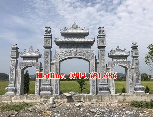 Mẫu cổng tam quan chùa chùa bằng đá khối bán tại Cần Thơ chuẩn phong thủy