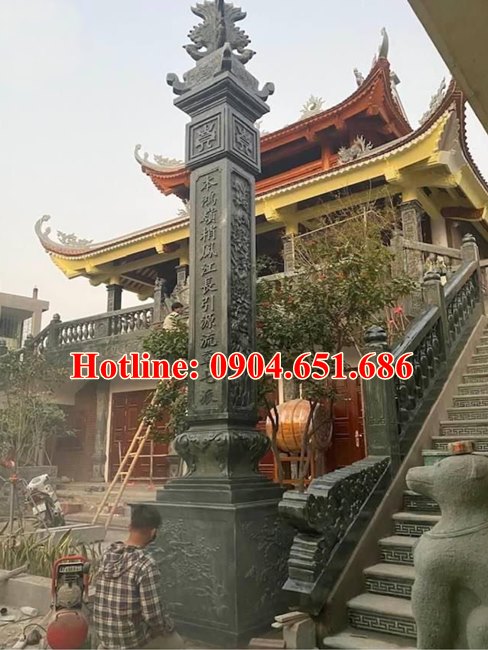 Mẫu cột đồng trụ, cột đèn, cột lửa, cột nanh đình chùa, đền chùa đá xanh rêu đẹp bán tại Tây Ninh