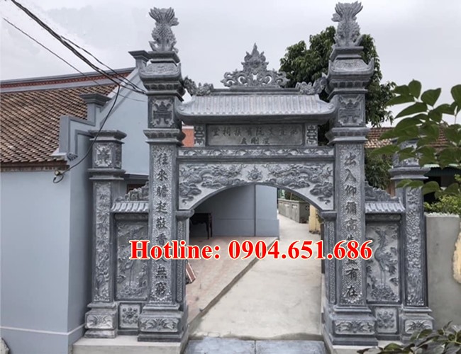 Mẫu cổng đá đẹp nhà thờ họ, nhà thờ tộc, nhà từ đường lắp đặt tại Lạng Sơn