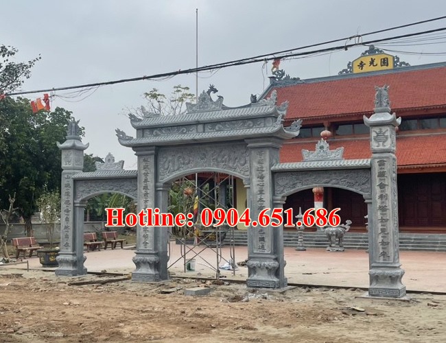 Mẫu cột đồng trụ đá, cổng đá đình chùa đẹp bán, lắp đặt tại Phú Thọ